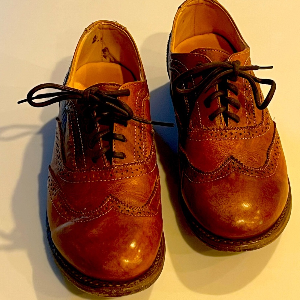 BED STU Lita Lace-up Wingtips in Tan, size 8.5